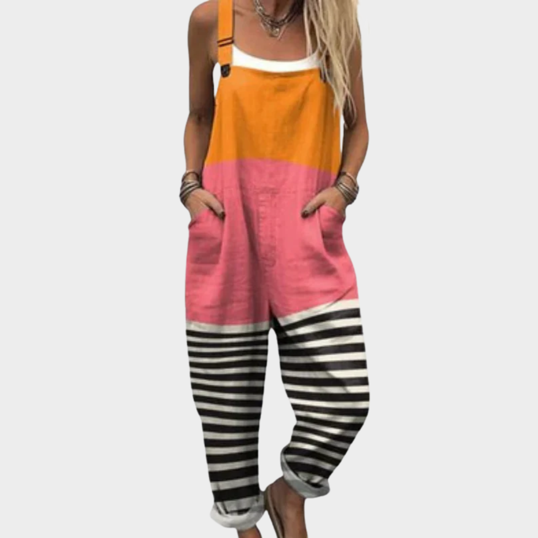 Bekväm mönstrad jumpsuit med vida ben