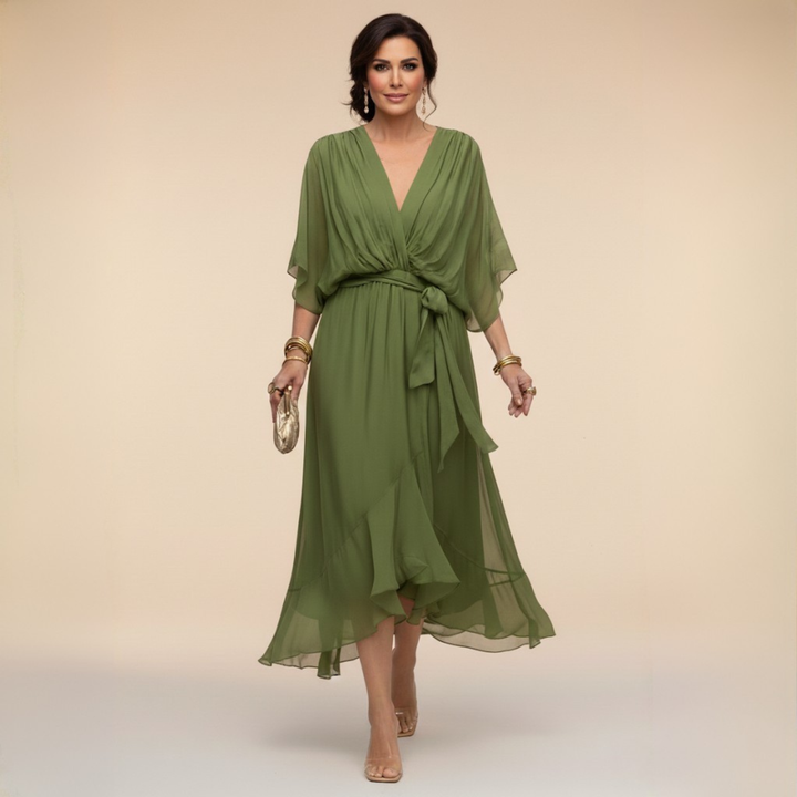 Johanna™ | Chiffonklänning Med V-Ringning