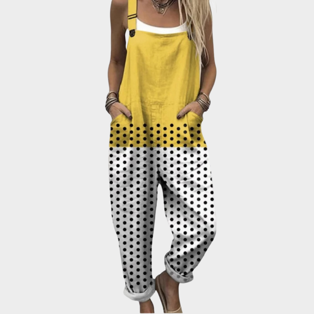 Bekväm mönstrad jumpsuit med vida ben