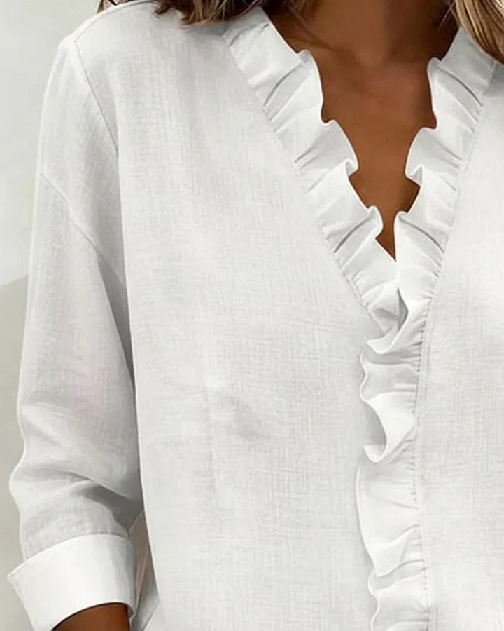 Indie™ |  Blus med V-ringning och långärmad