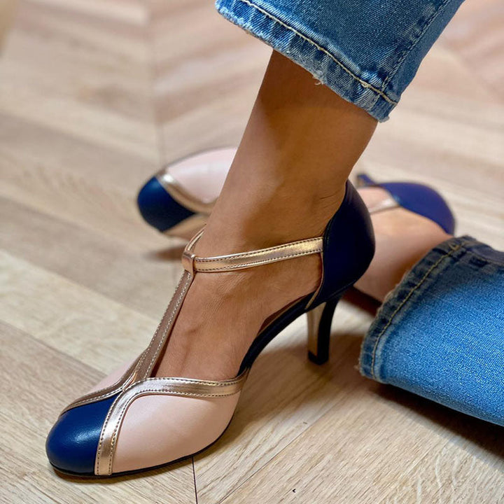 Alessia | Färgglada och bekväma pumps med T-rem och rund tå