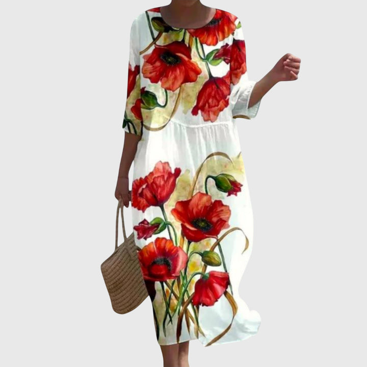 Märta™ | Stilig Blommig Maxi Klänning