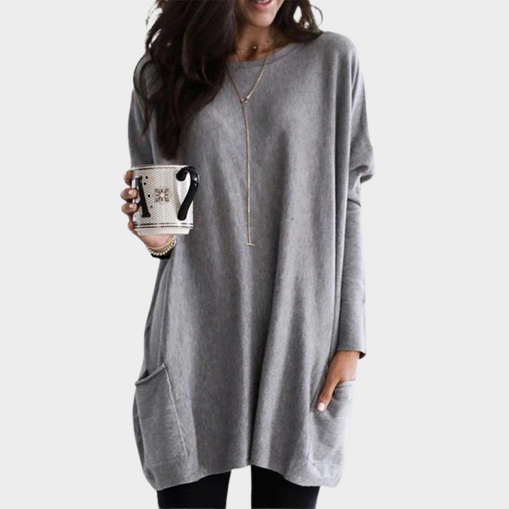 Mia | Långärmad klänning i midi-längd med mage-täckande design