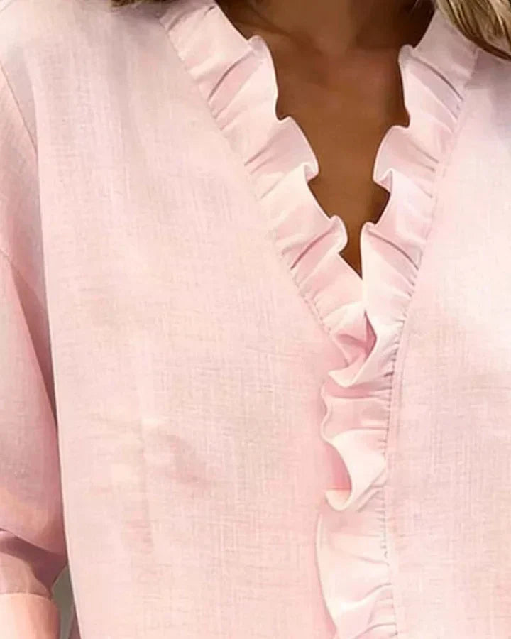 Indie™ |  Blus med V-ringning och långärmad
