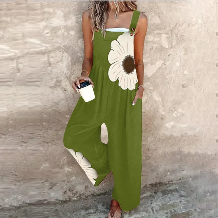 Bekväm mönstrad jumpsuit med vida ben