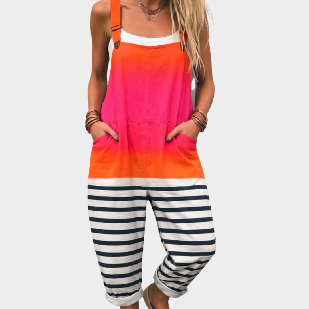 Bekväm mönstrad jumpsuit med vida ben