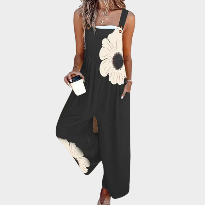 Bekväm mönstrad jumpsuit med vida ben