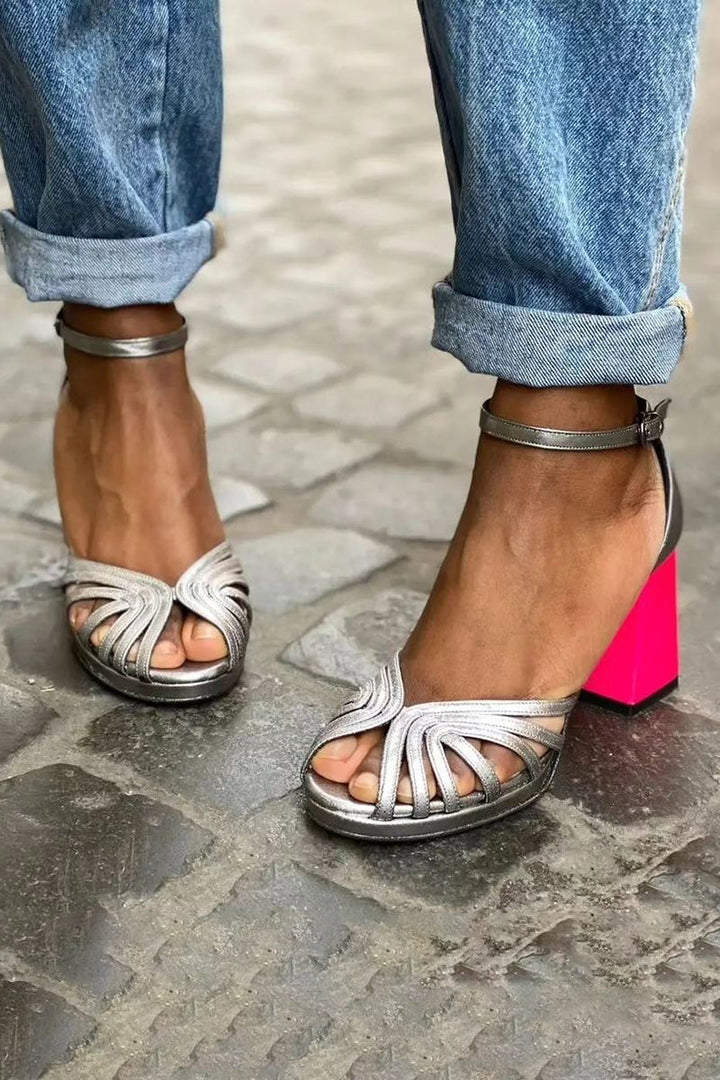 Seraphina™ | Glänsande Sandaler med Blockklack