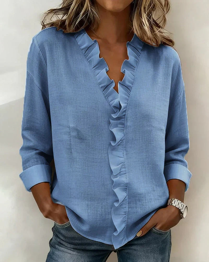 Indie™ |  Blus med V-ringning och långärmad